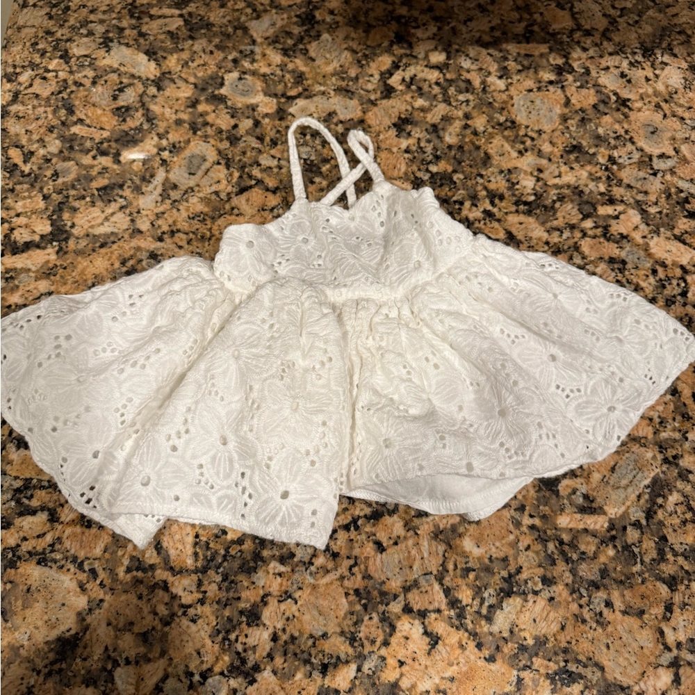 Oh Baby White Eyelet Lace Baby Party Dress -6/12 m